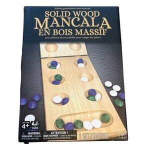 Solid Wood Mancala Game by SpinMaster Games Foldable Multi Colored Stones